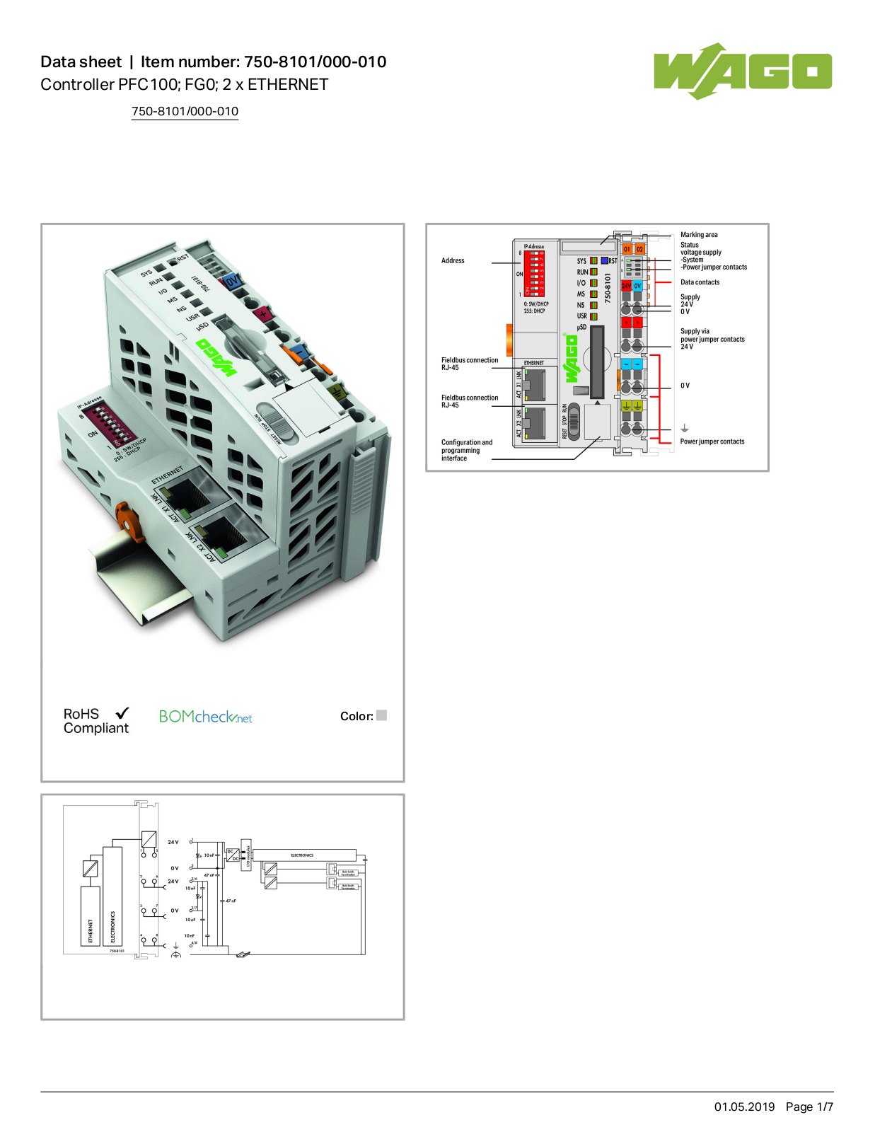 Wago 750-8101/000-010 Data Sheet