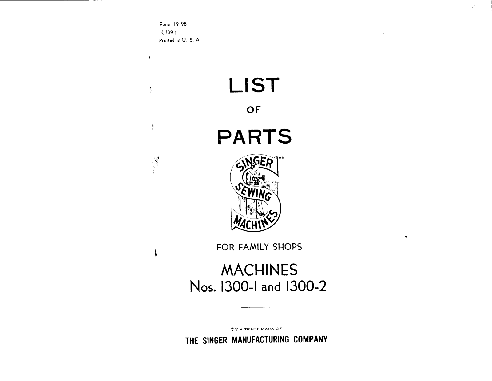 Singer 1300-1 User Manual