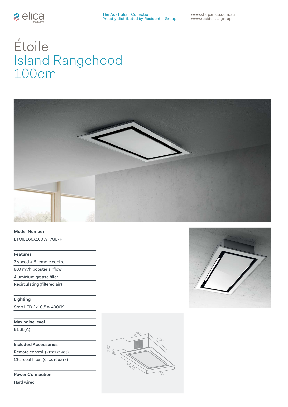 Elica ETOILE60X100WHGLF Datasheet