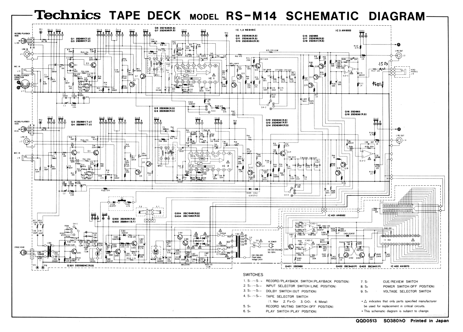 Technics rsm-14 Schematics