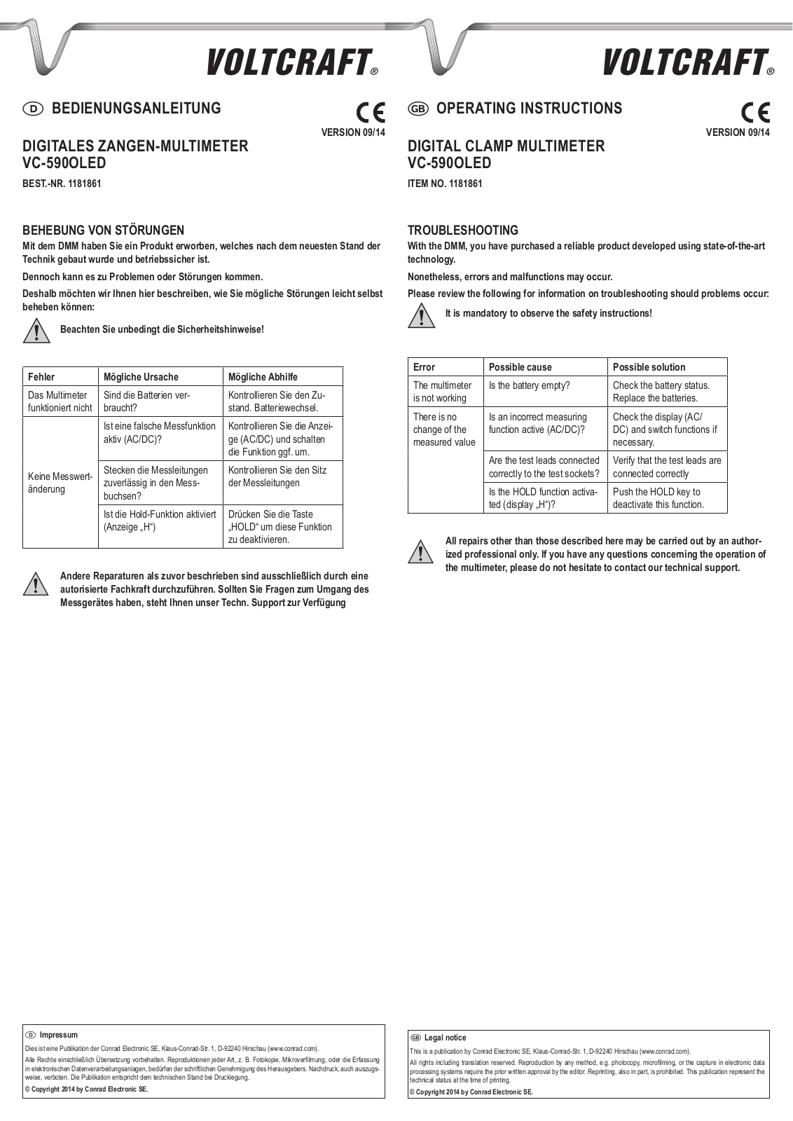 VOLTCRAFT VC-590 User guide