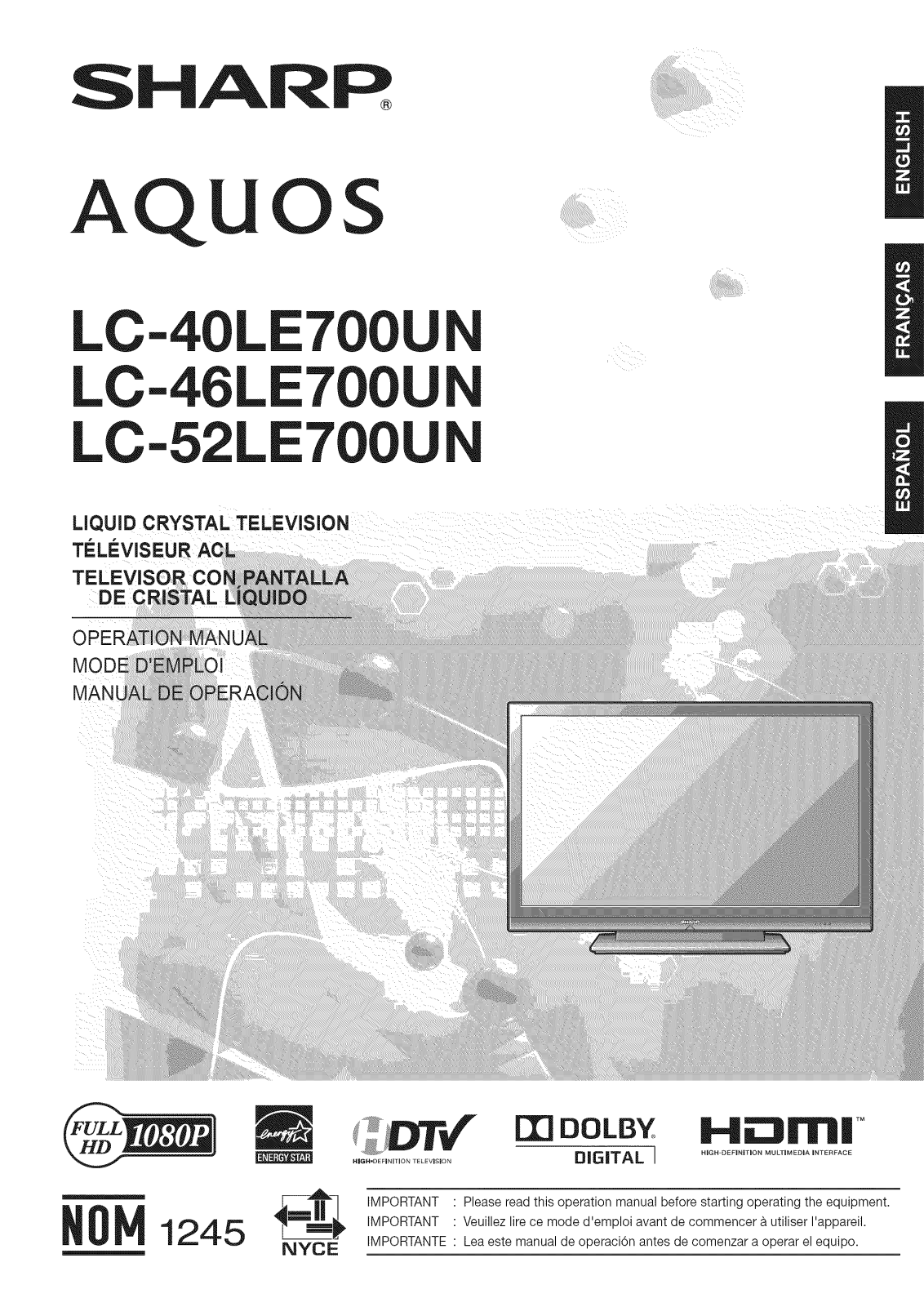 Sharp LC-46LE700, LC-40LE700, LC-52LE700 User Manual - ManualMachine.com