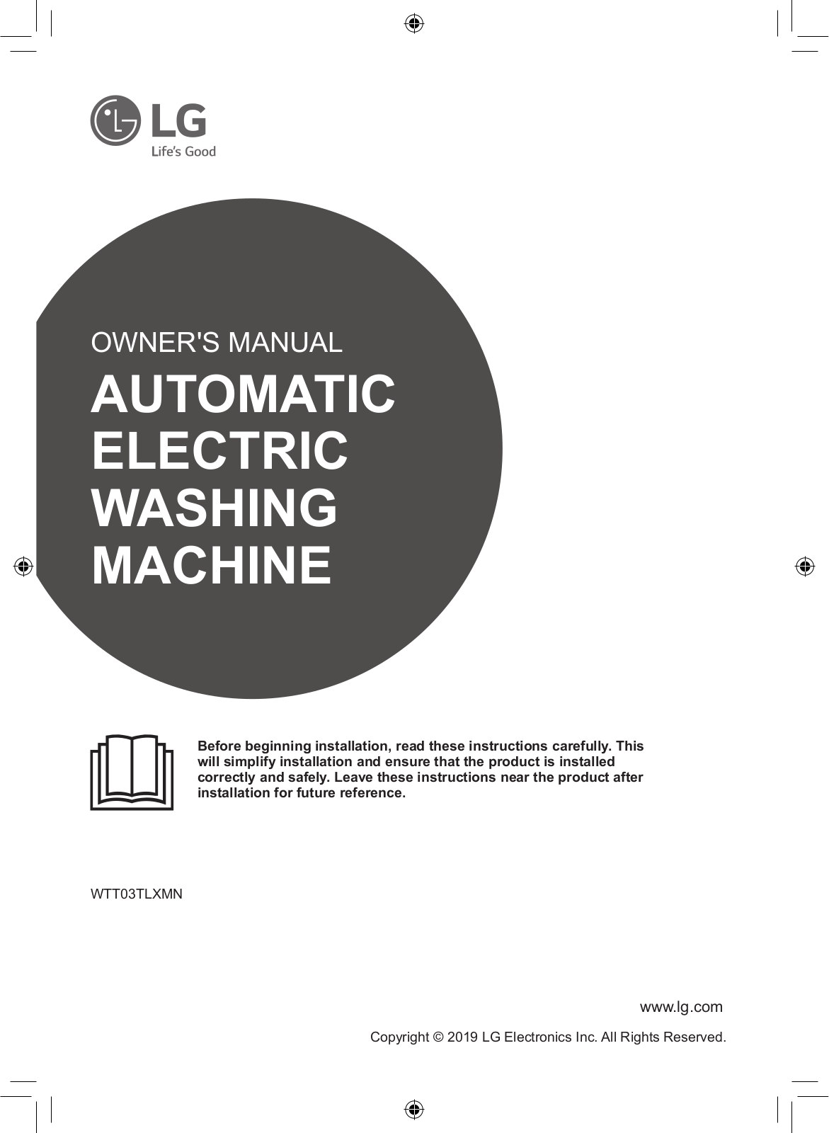 LG WTT03TLXMN Owner’s Manual