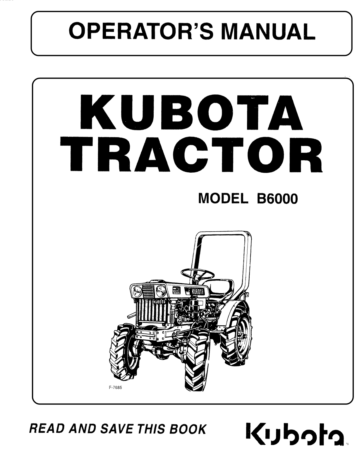 Kubota B6000 Operators Manual