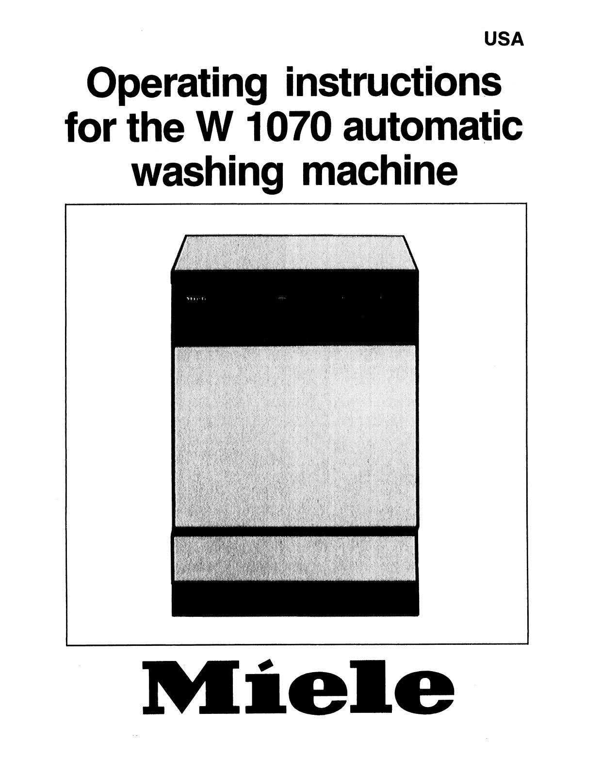 Miele W1070 Operating instructions