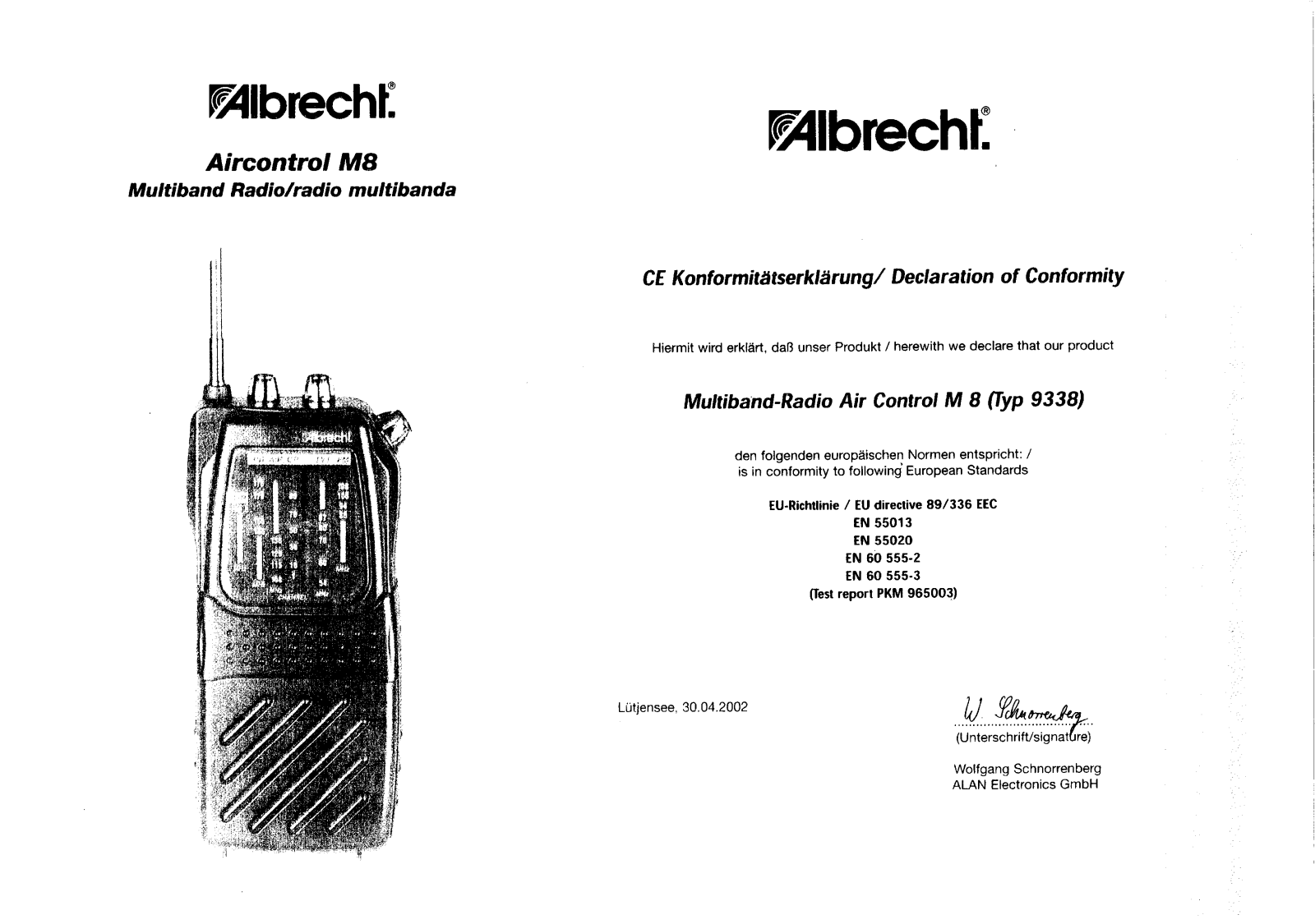 Albrecht Aircontrol M8 User guide