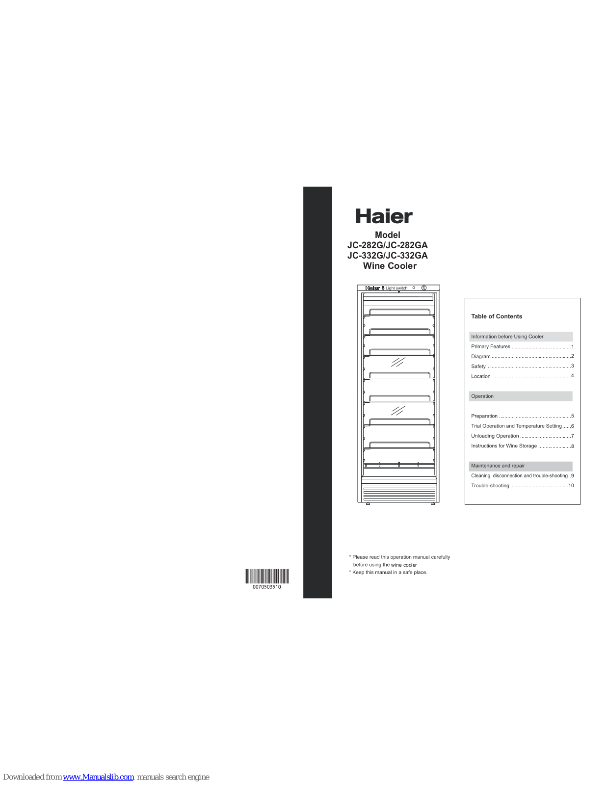 Haier JC-282GA, EVFM93ABB, JC-332G, JC-332GA, HVFM102ABB User Manual