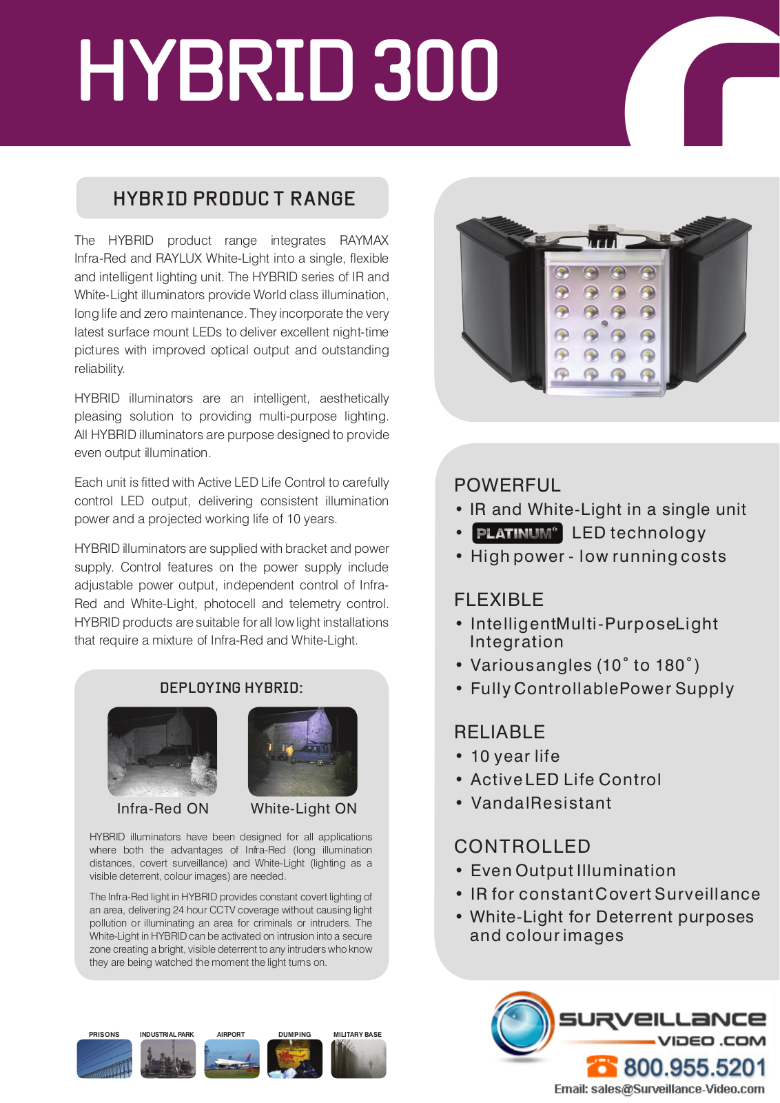 Raytec HY300-30, HY300-50 Specsheet