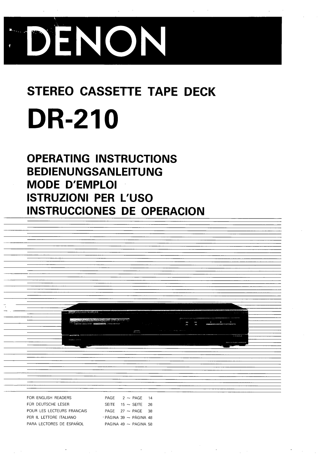 Denon DR-210 User Manual