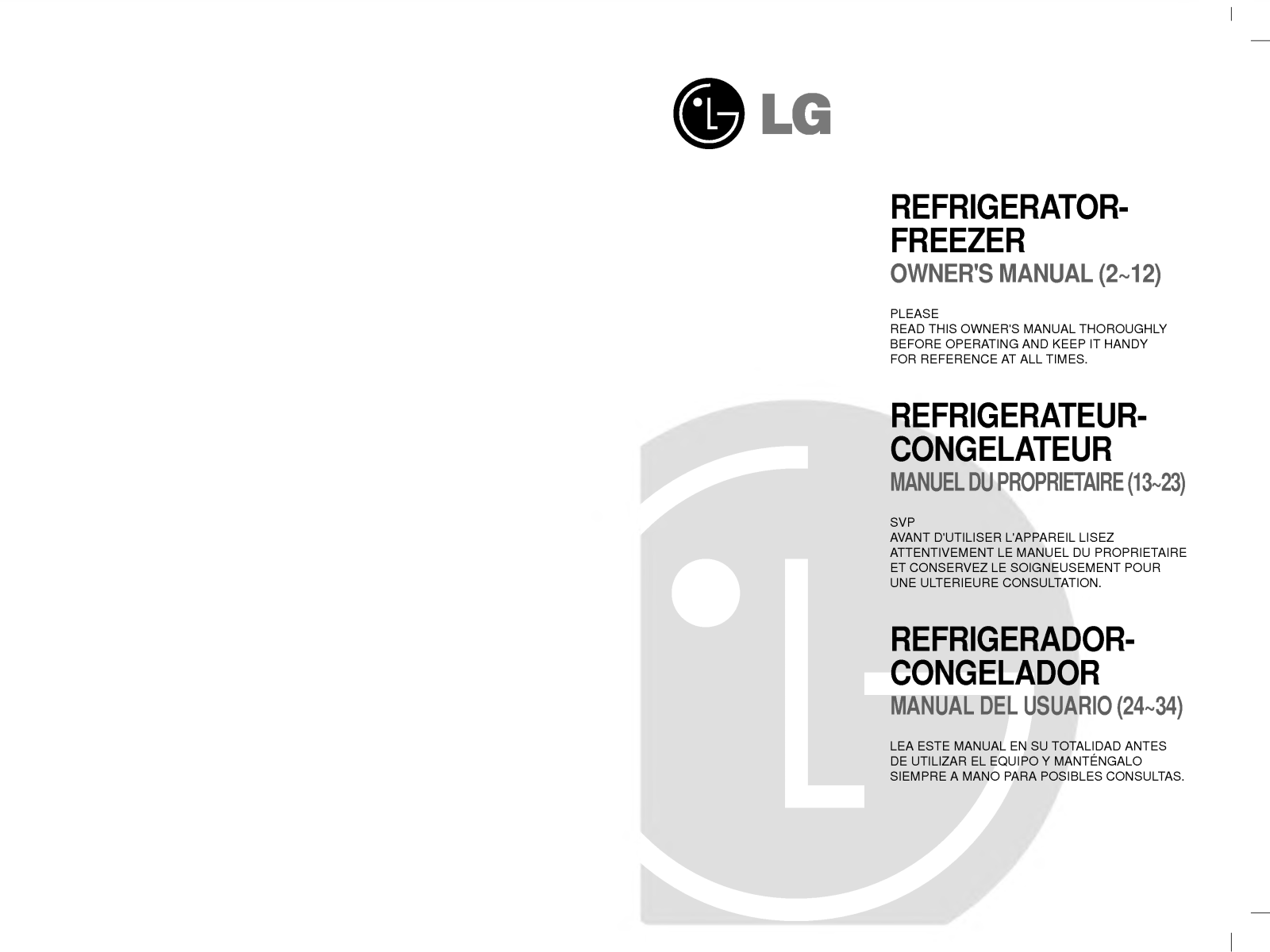 LG GR-578TVF, GR-538TVF User Manual