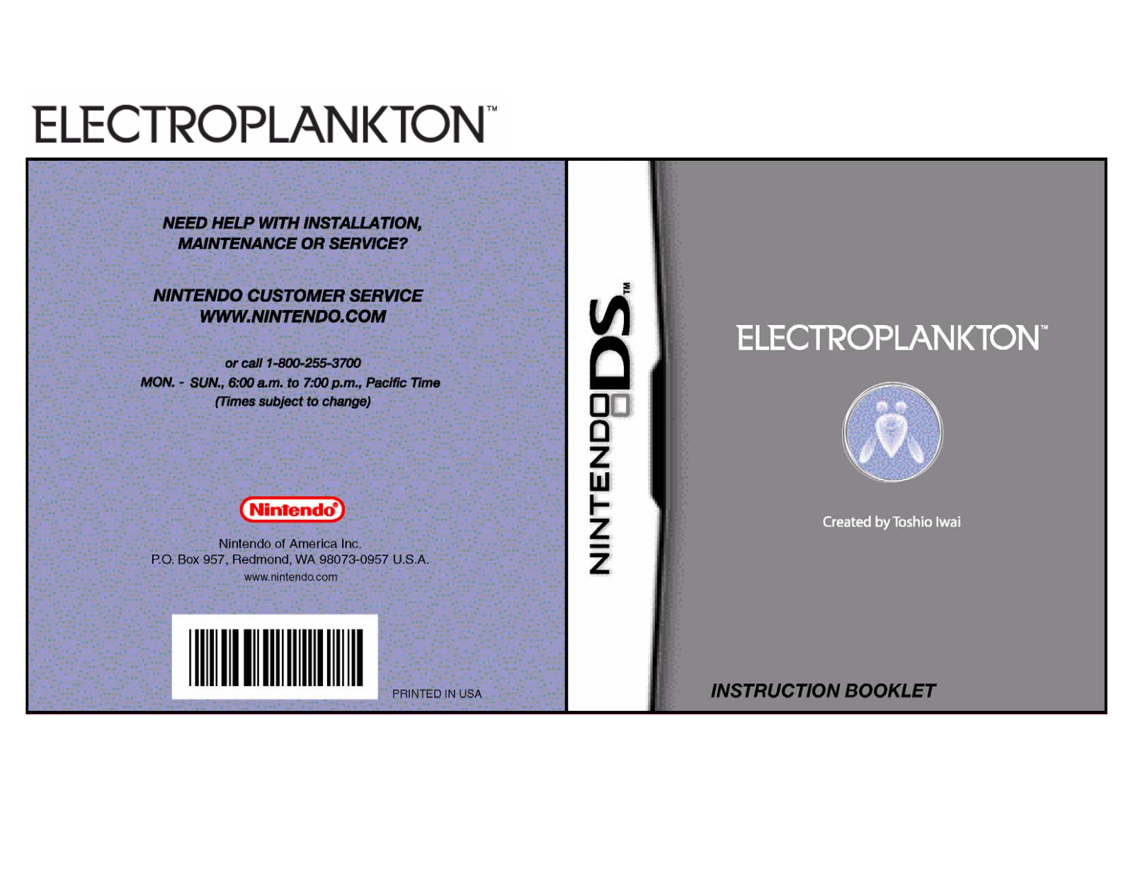 Games Nintendo DS ELECTROPLANKTON User Manual