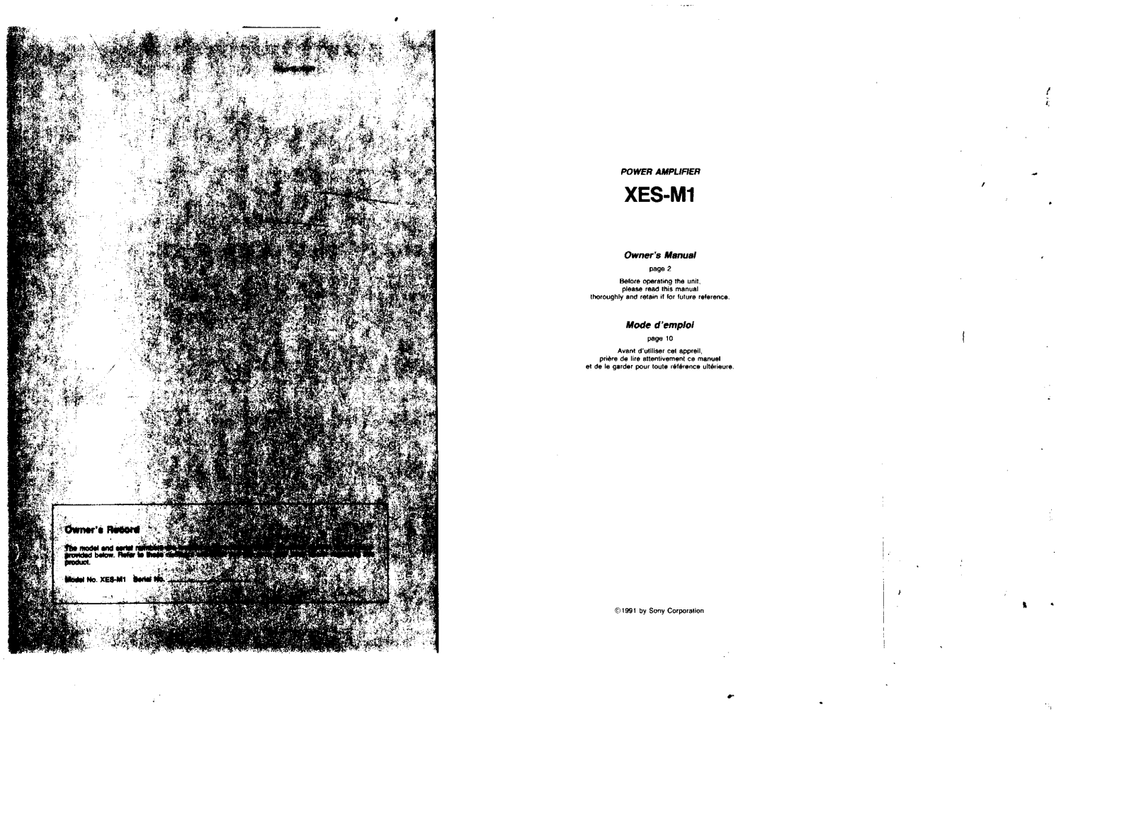 Sony XE-SM1 User Manual