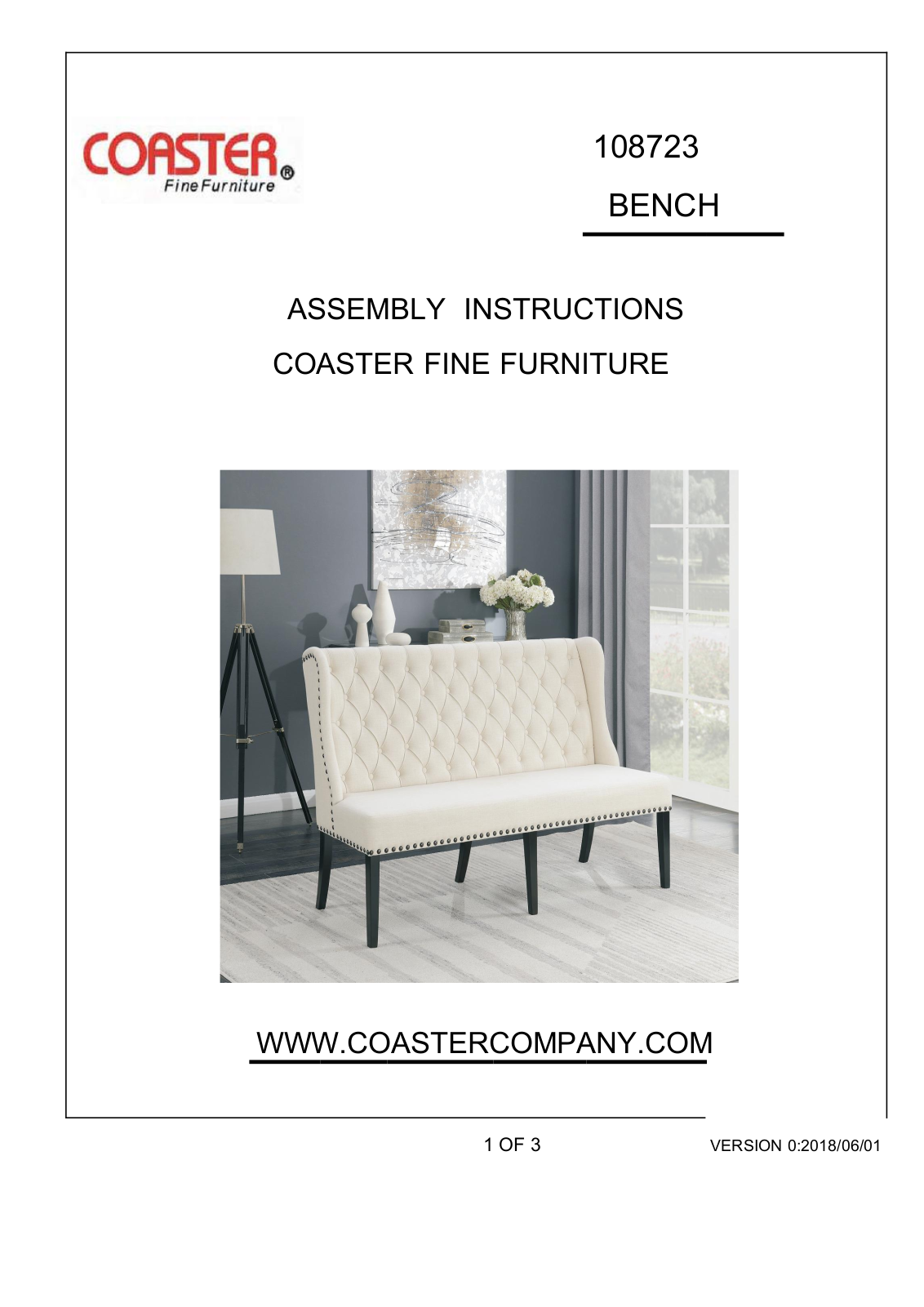 Coaster 108723 Assembly Guide - ManualMachine.com