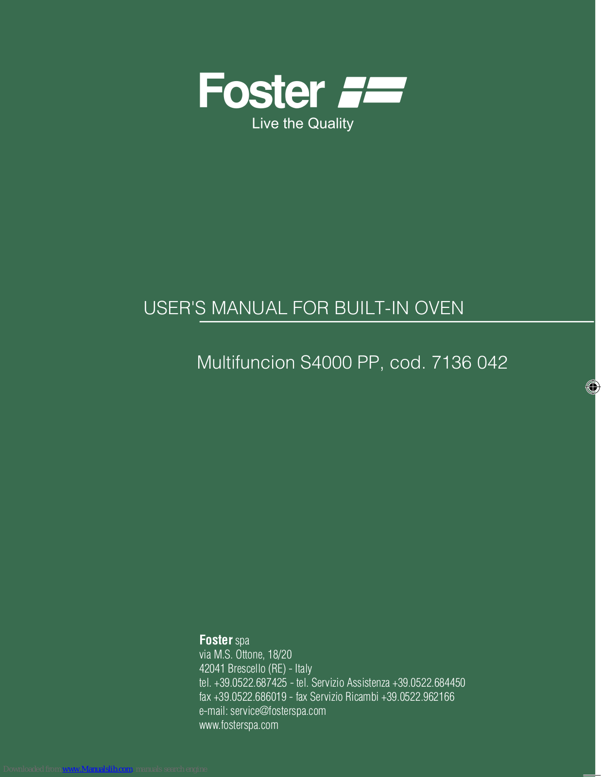 Foster Multifuncion S4000 PP, 7136 042 User Manual