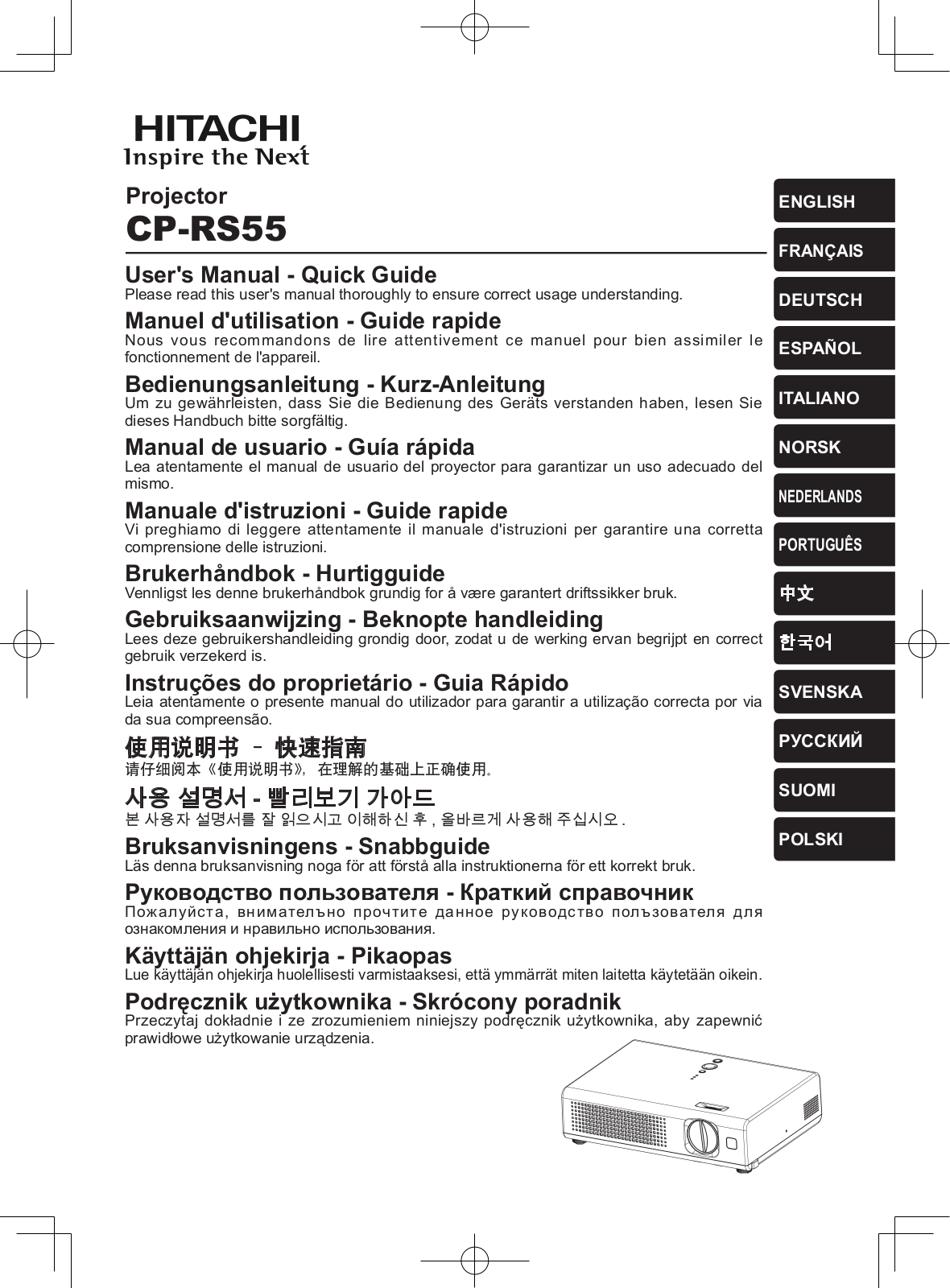 Hitachi CP-RS55, CP-RS55CW User Manual