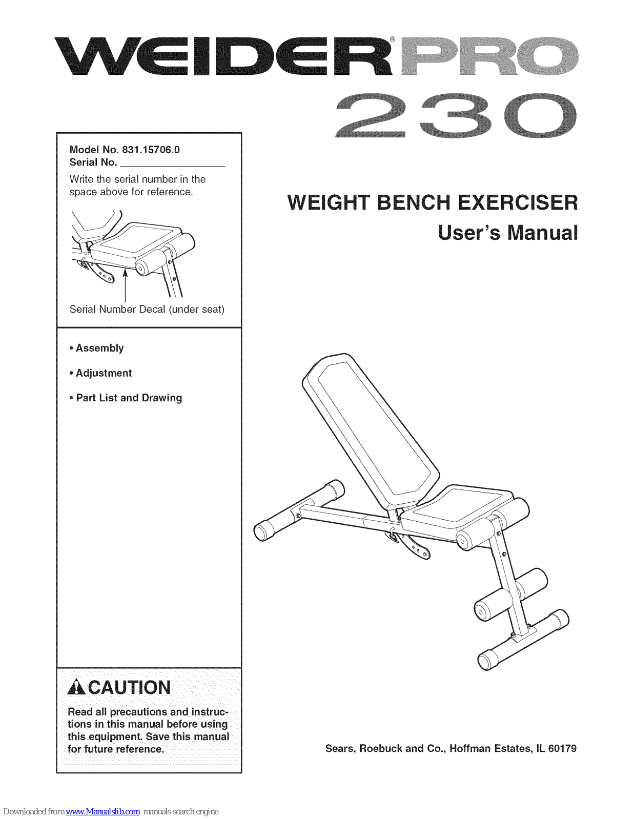 Weider 831.15706.0 User Manual - ManualMachine.com