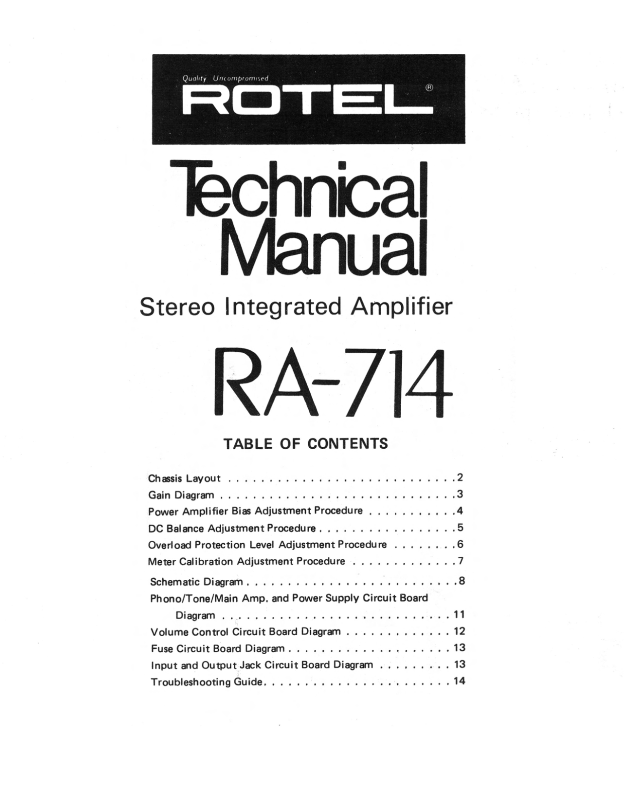 Rotel RA-714 Service manual