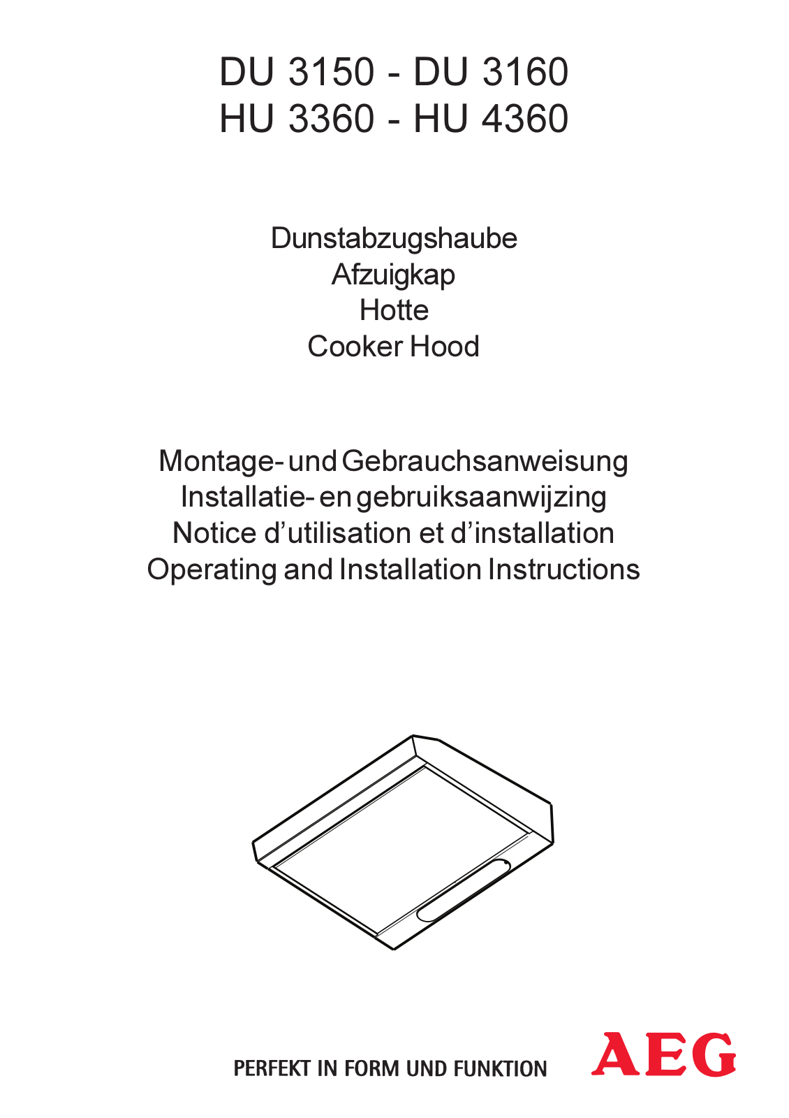 Aeg hu 3360, hu 4360, du 3150, du 3160, hu 4360 Operating  Manual