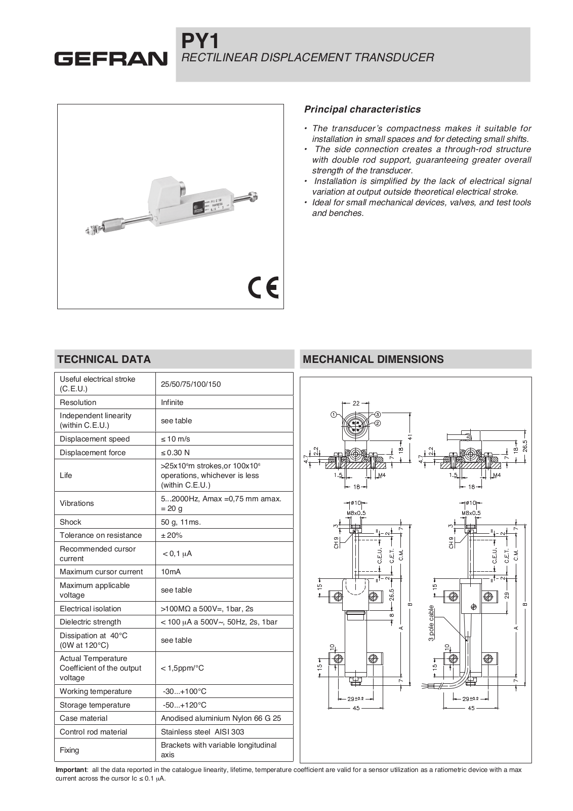 Gefran PY1 Data Sheet