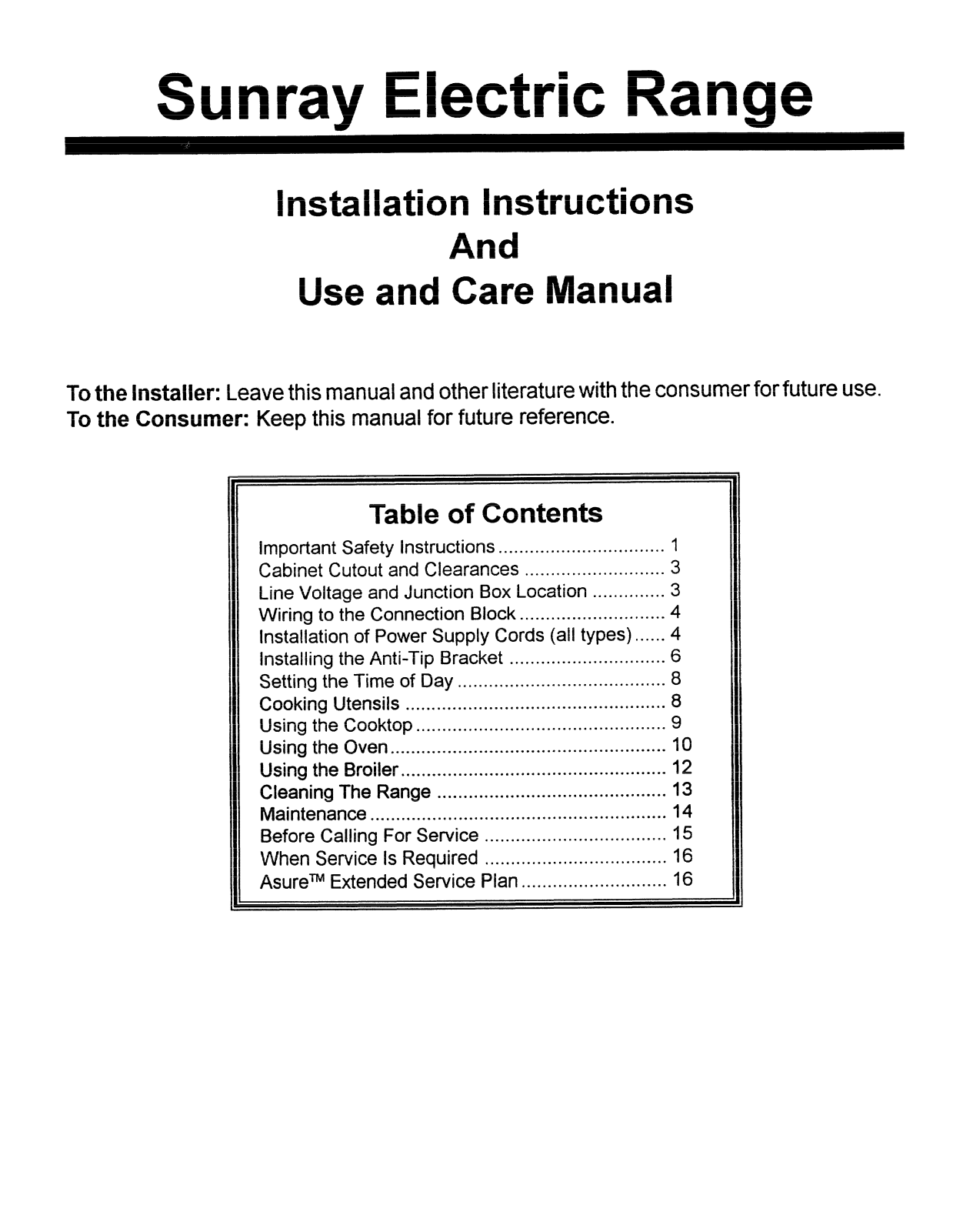 Amana SND19TBL, SND19TBW Installation Instructions