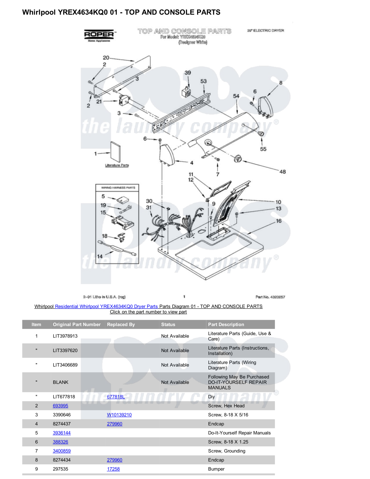 Whirlpool YREX4634KQ0 Parts Diagram