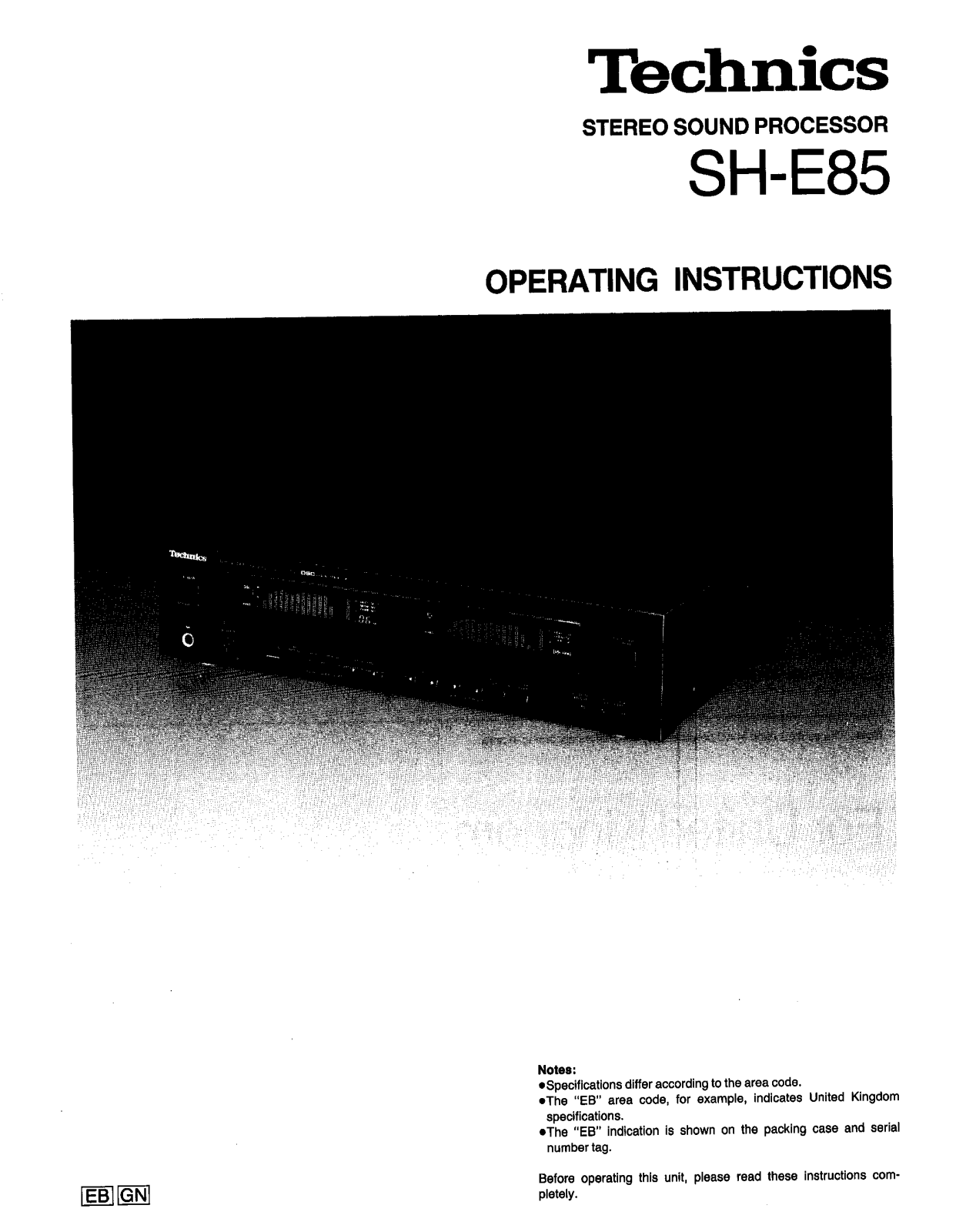 Panasonic SH-E85 User Manual