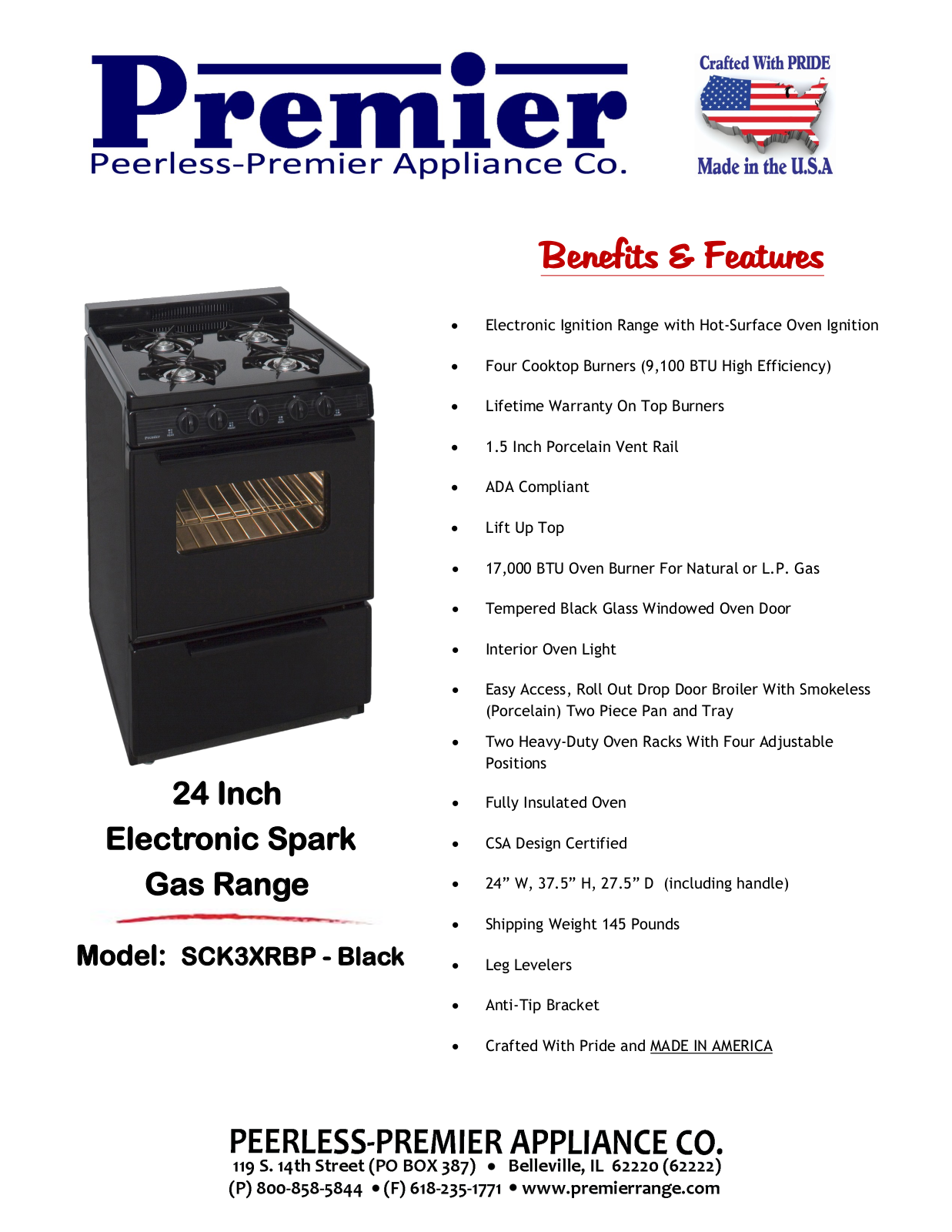 Premier SCK3XRBP Specifications - ManualMachine.com
