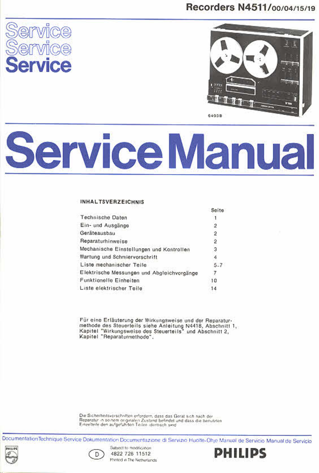 Philips N-4511 Service manual