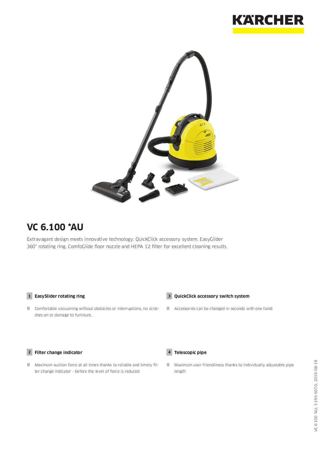 Karcher VC 6.100 *AU Specifications Sheet