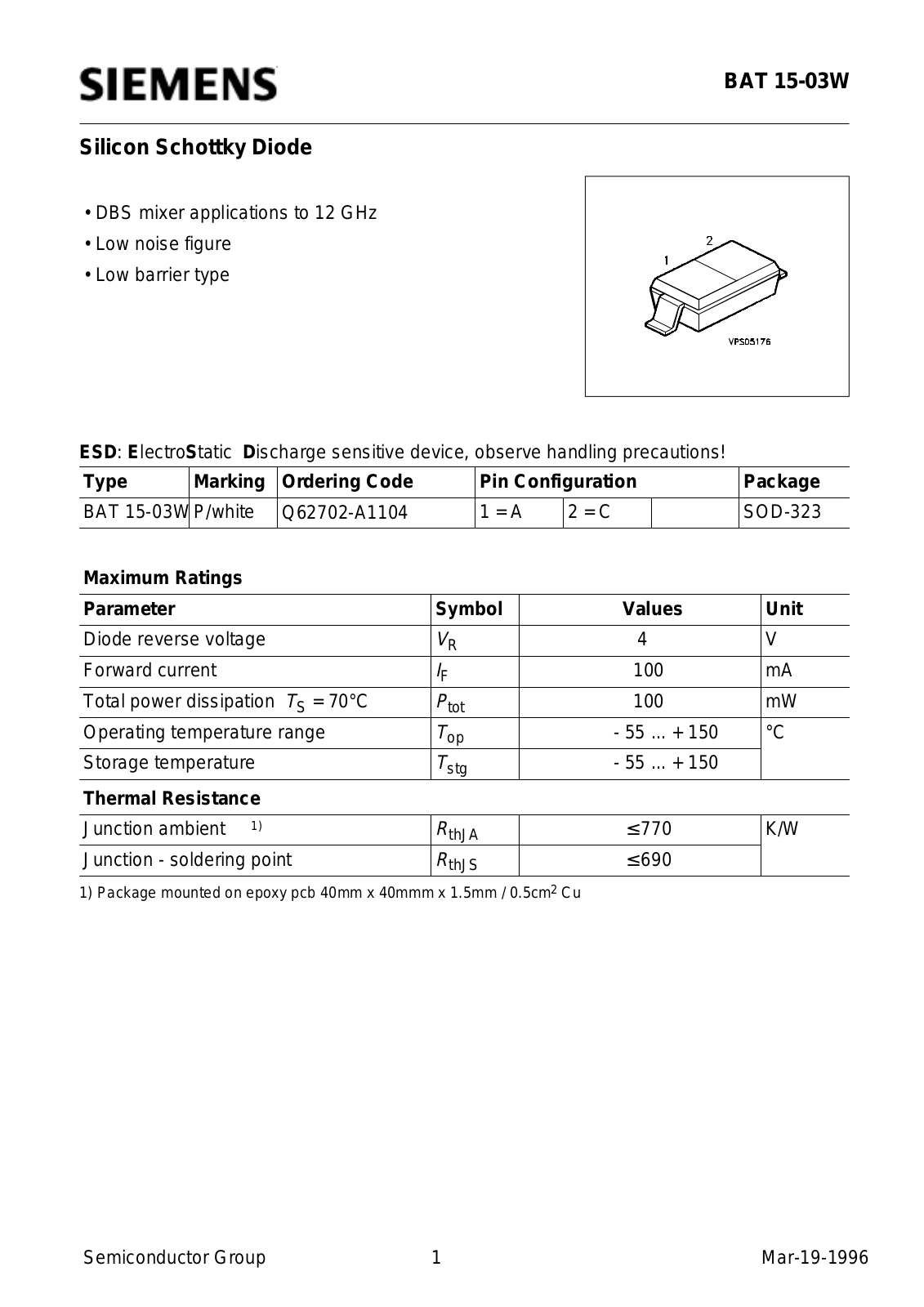 Siemens BAT15-03W Datasheet