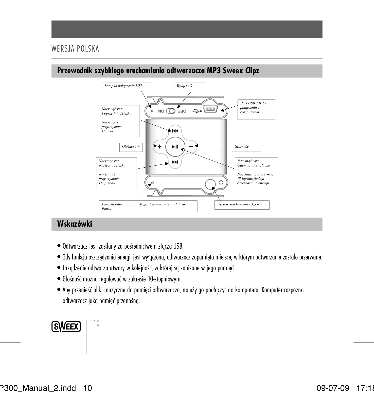 Sweex MP301, MP302, MP303, MP314, MP304 QUICK START GUIDE