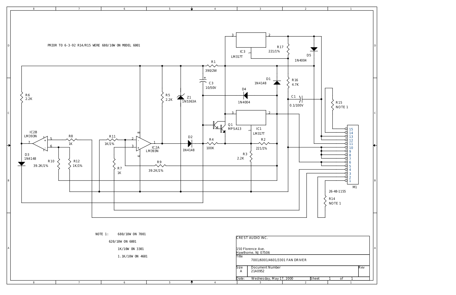 Crest 4601 set, 21a0952 fan driver User Manual