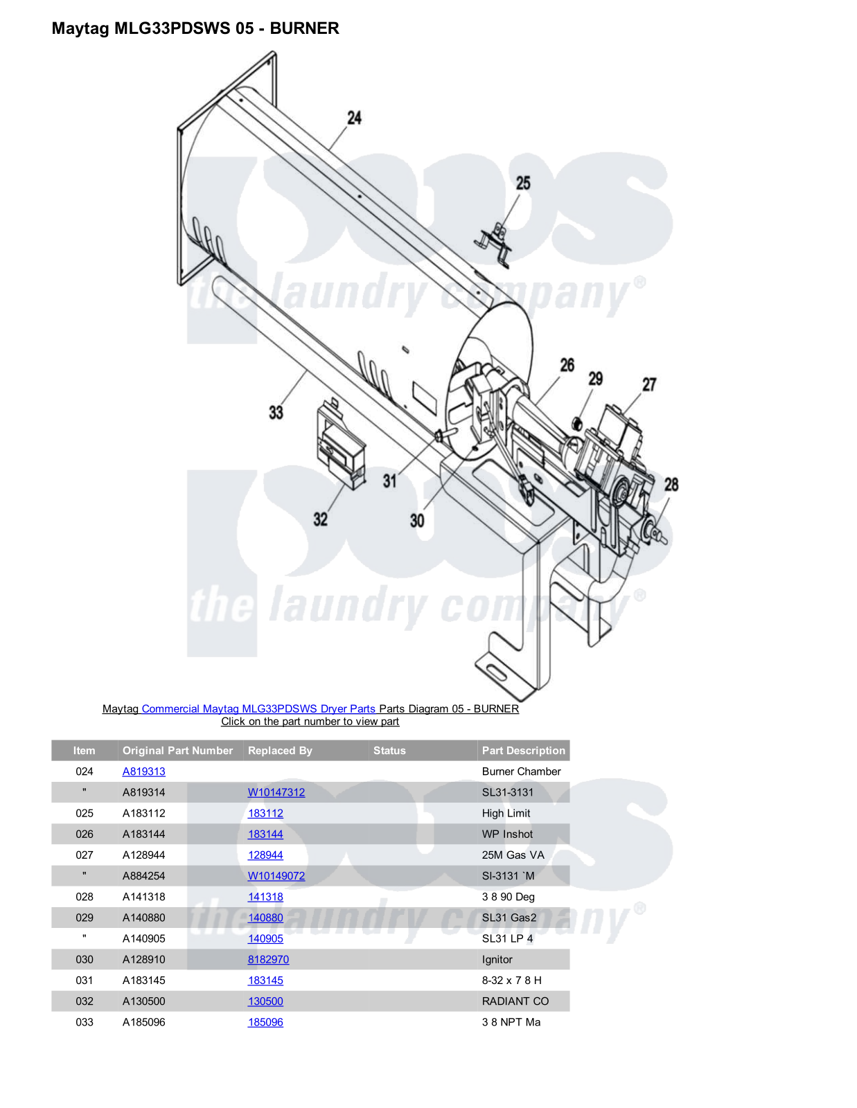 Maytag MLG33PDSWS Parts Diagram