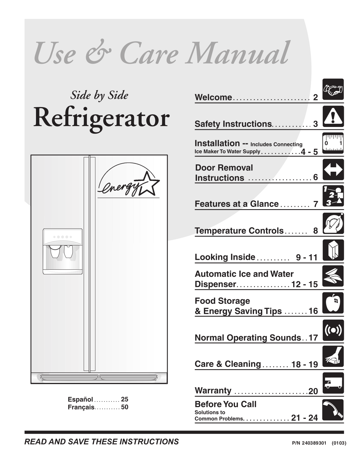 Frigidaire FRS26KF7AW1, FRS26KF7AW0, FRS26KF7AQ0 User Manual