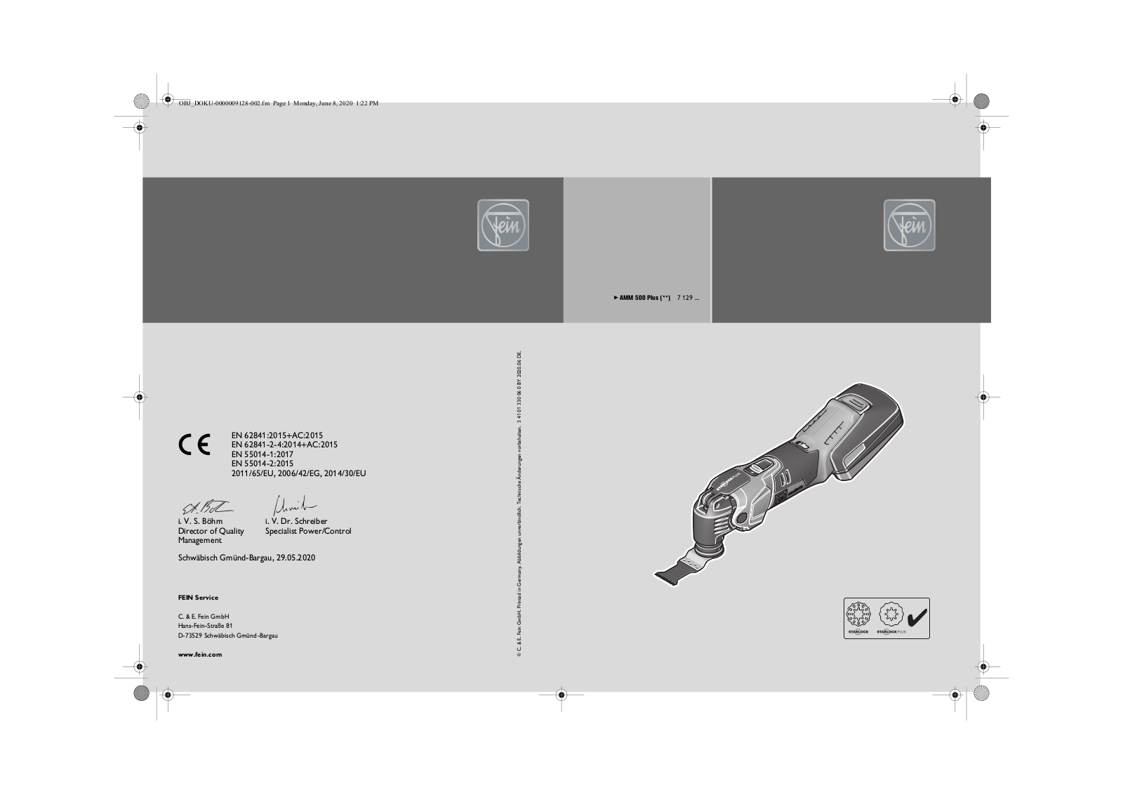 Fein 71293361000 operation manual