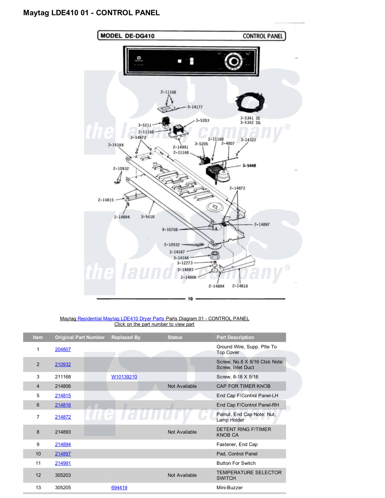 Maytag LDE410 Parts Diagram