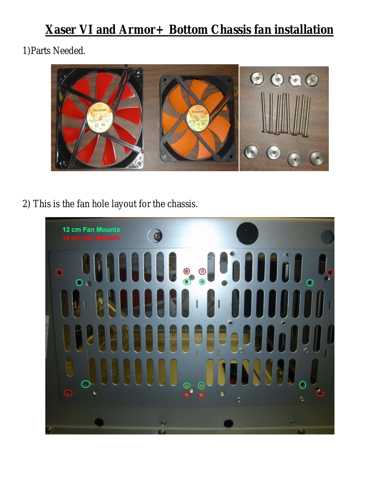 Thermaltake Bottom Chassis fan Xaser VI, Bottom Chassis fan Armor User Manual