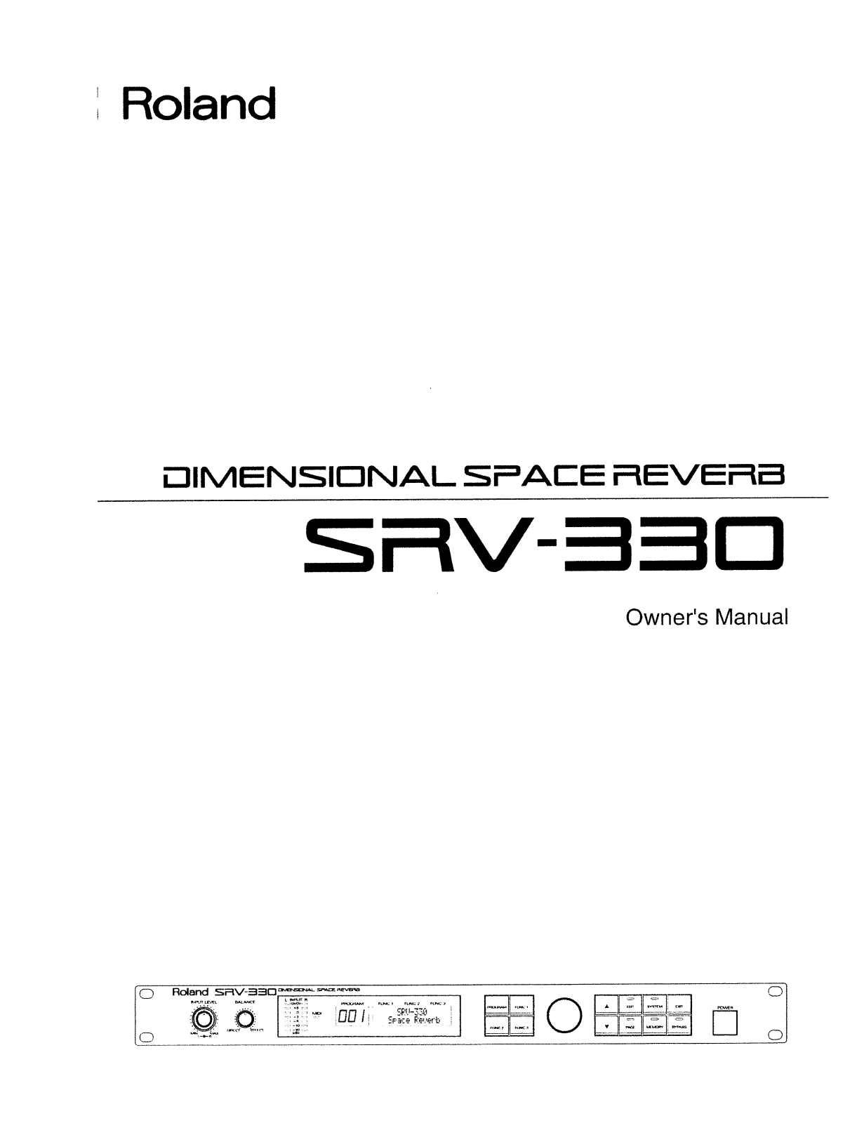 Roland Corporation SRV-330 Owner's Manual