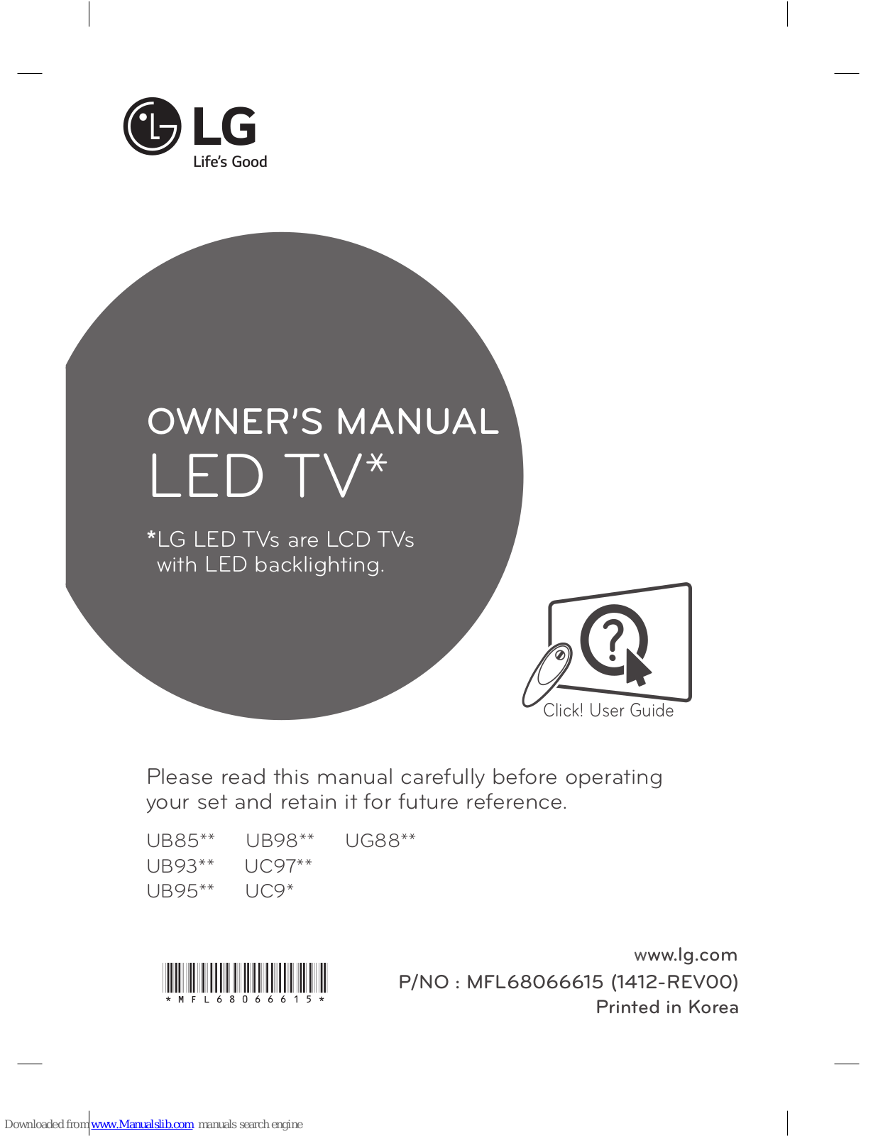 LG UB85 series, UB98 series, UB95, UC97 series, UB93 series Owner's Manual