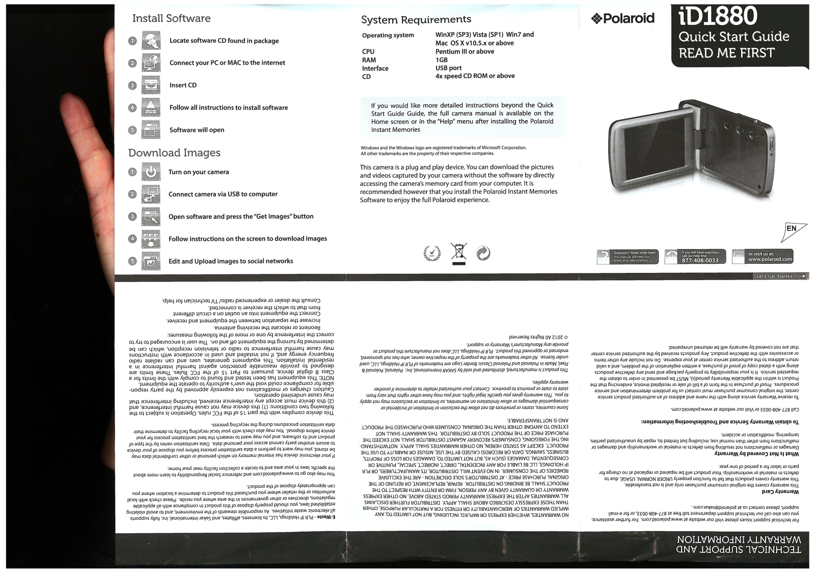 Polaroid ID1880 Quick Start Guide