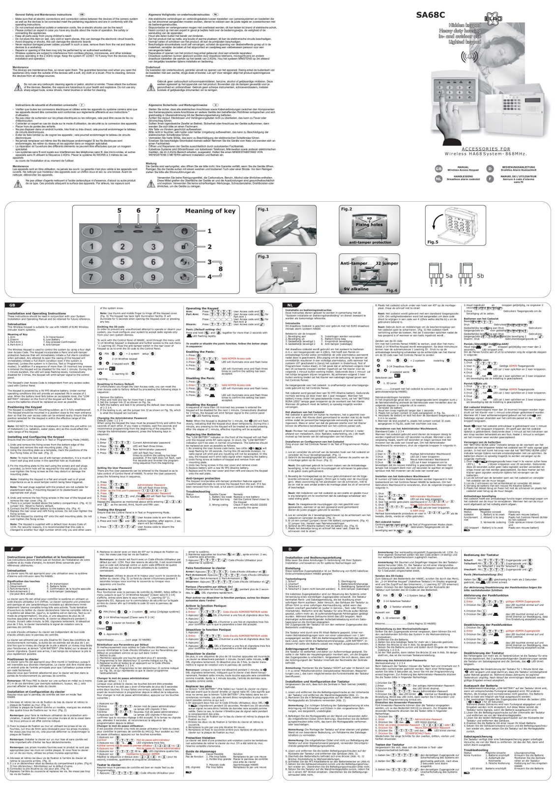 ELRO SA 68C User guide