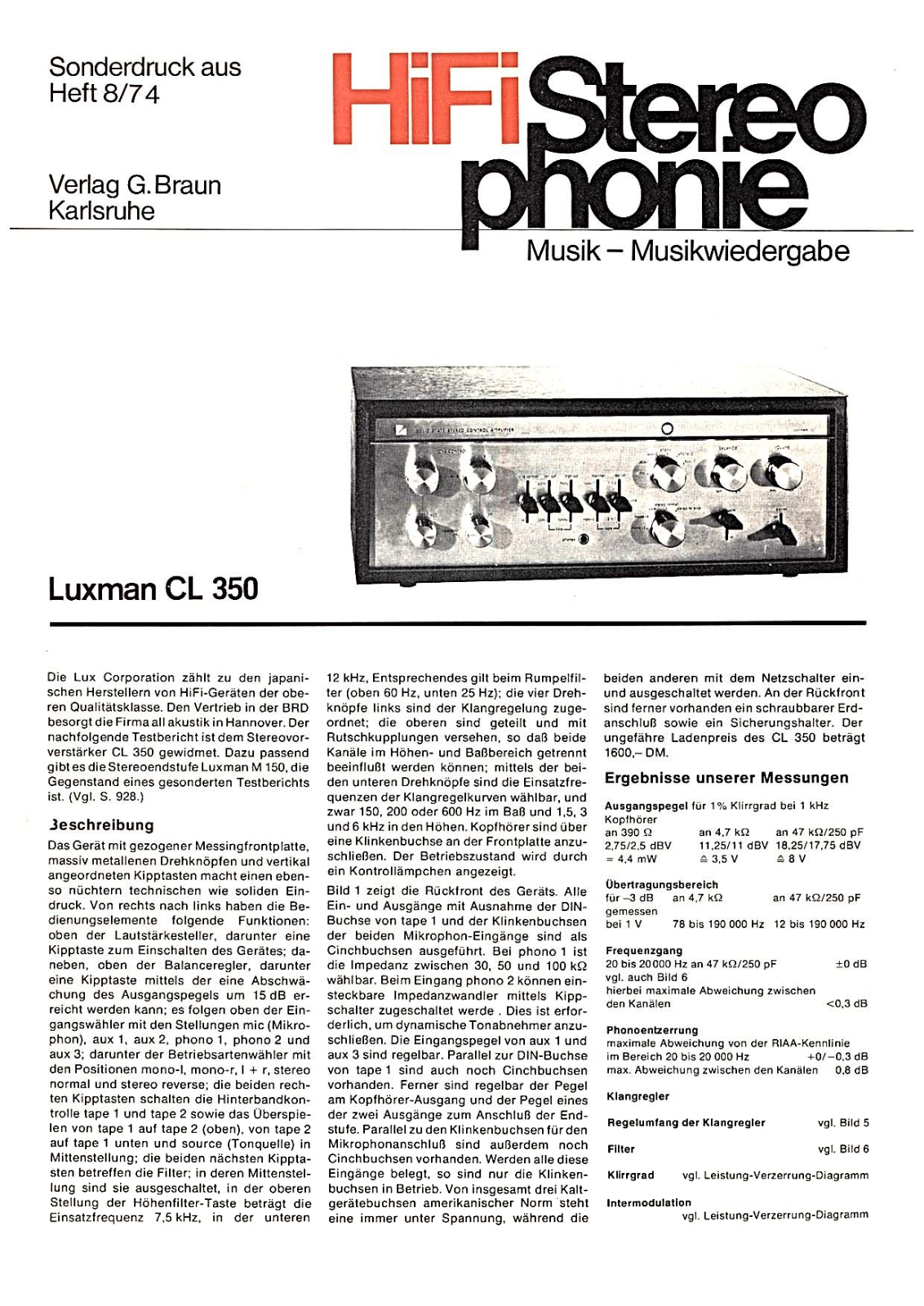 Luxman M-150, CL-350 User Manual