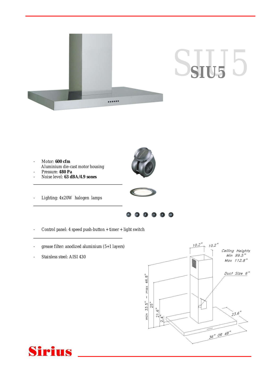 Sirius SIU536, SIU548 Data Sheet