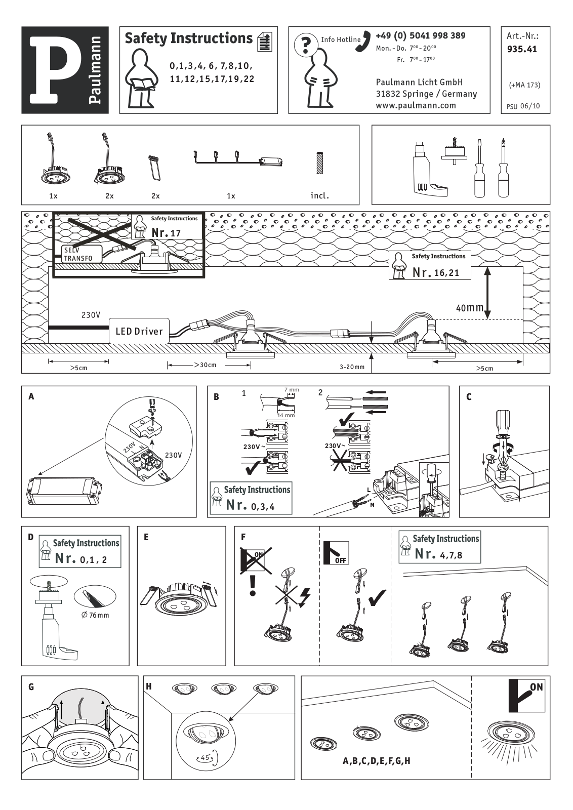 Paulmann 93541 Safety instructions - ManualMachine.com