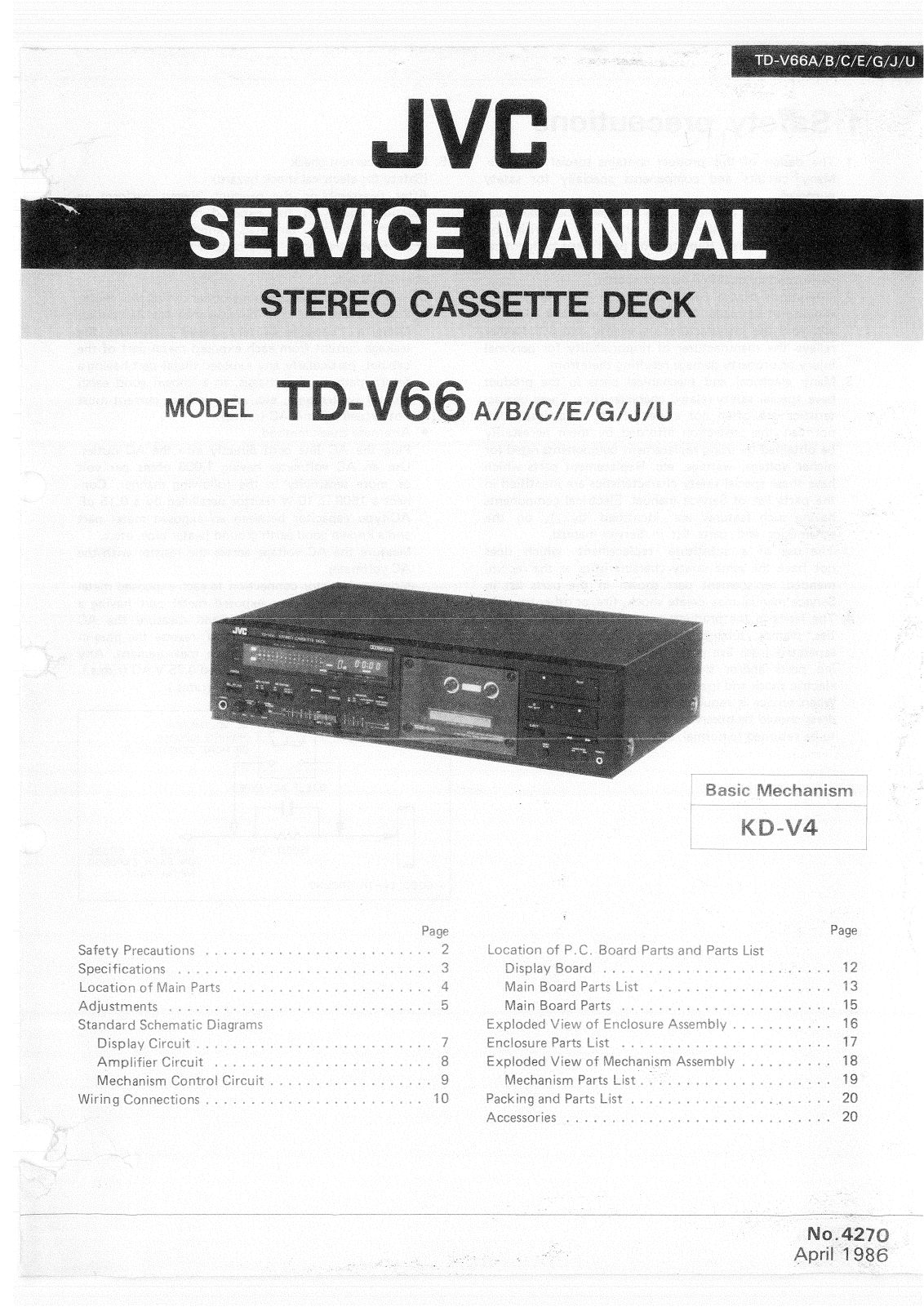 JVC TDV-66 Service manual
