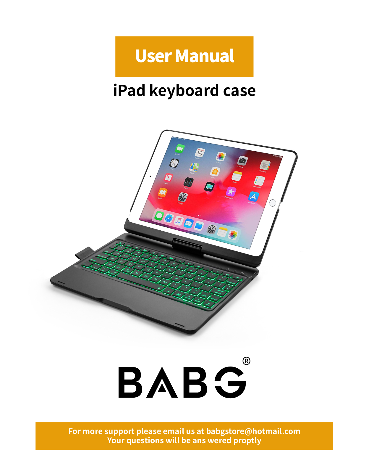 BABG iPad keyboard case User Manual