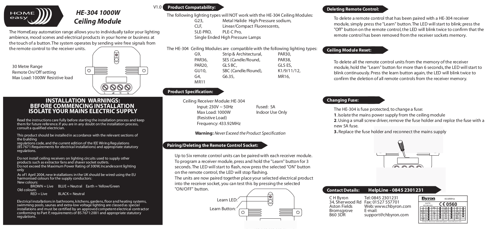 Home Easy HE304 User Manual