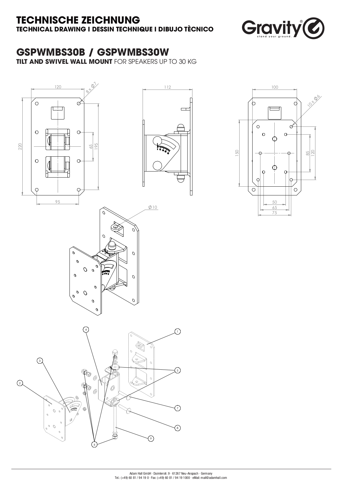 Gravity SPWMBS30B, SPWMBS30W Datasheet