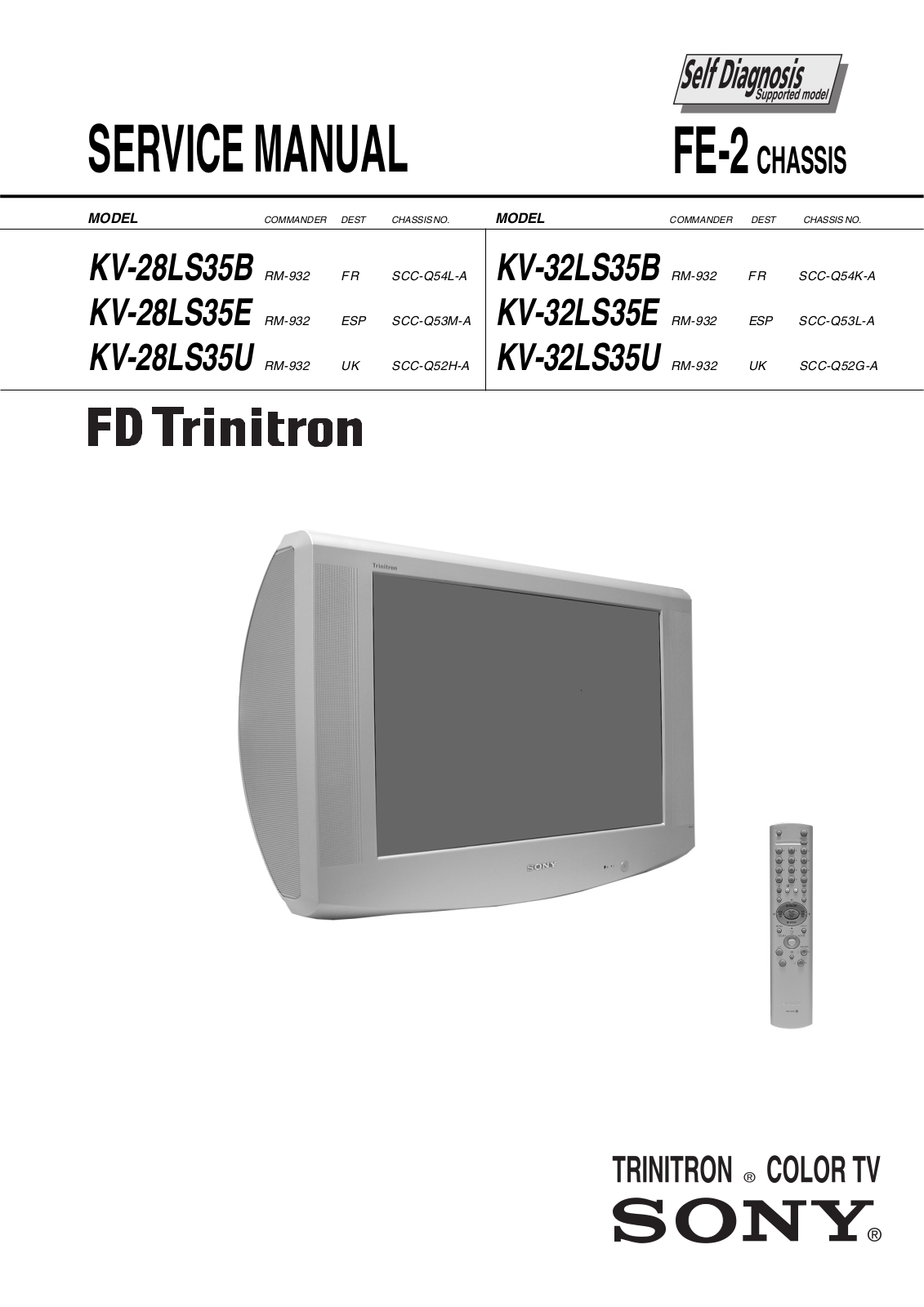 Sony KV-28LS35B, KV-28LS35E, KV-28LS35U, KV-32LS35B, KV-32LS35E Service Manual