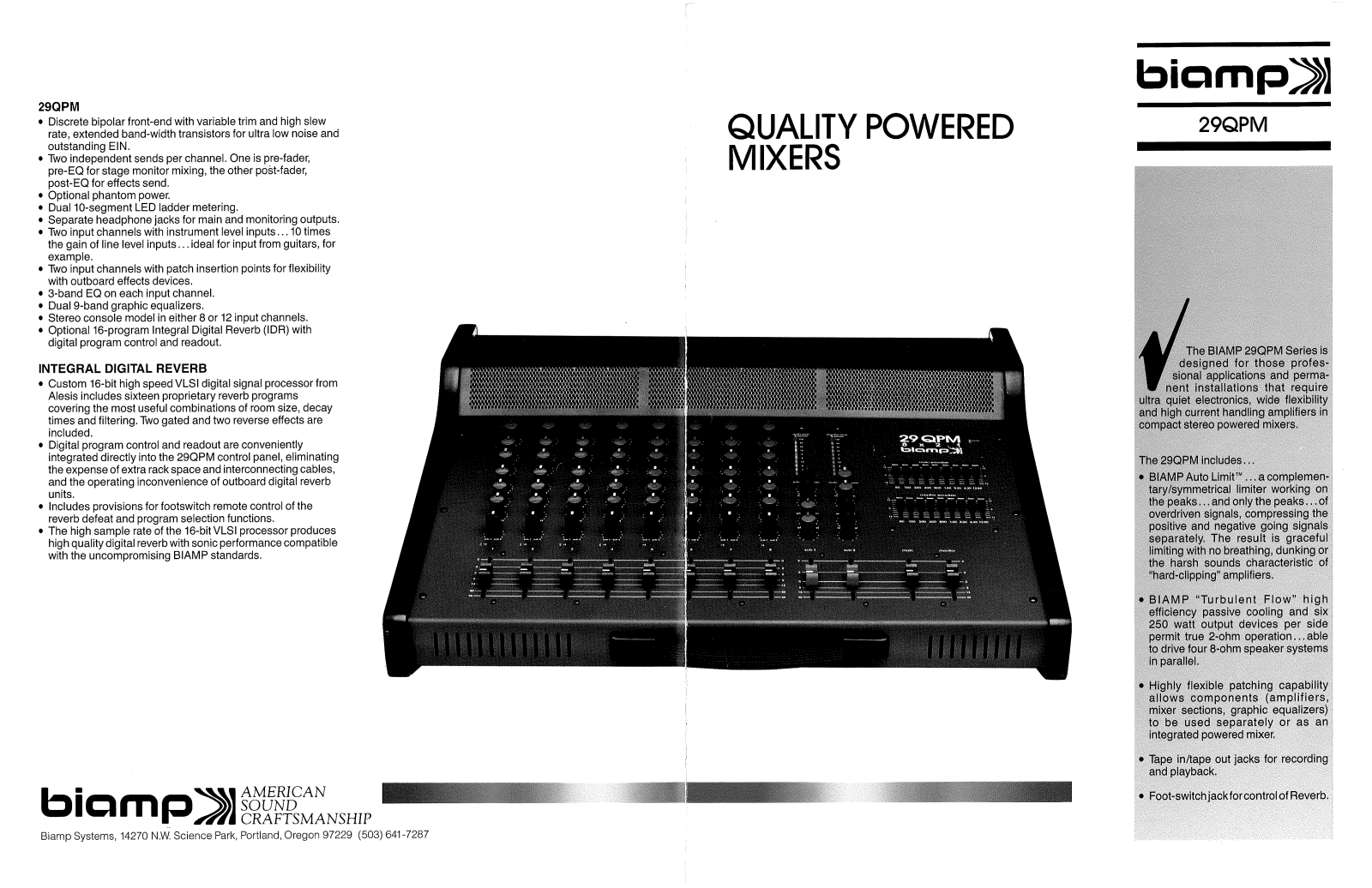 Biamp 29QPM QUALITY POWERED MIXERS User Manual